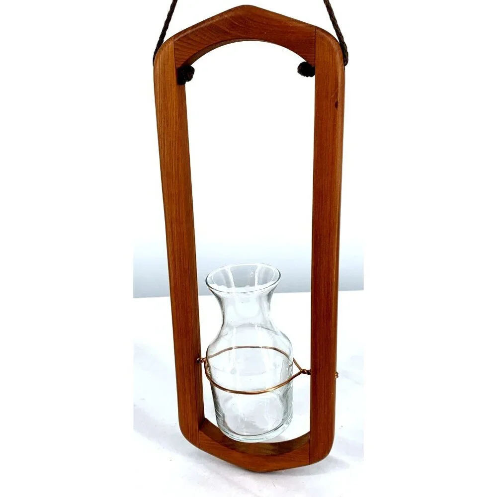 Wood and Glass Terrarium Starter Hanging Vase Plants Succulent Cactus 14